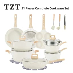 image-Hot-selling White Wok Set with Composite Multi-Layer Bottom Modern Design Aluminum Kitchen Cookware