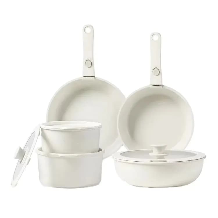 image-Hot-selling Ceramic Aluminum Cooking Pot and Pans Set Nonstick Coating Removable Handle Cookware