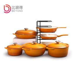 image-Beyond Cast Iron Cookware Manufacture 7 Pcs Classic Enamel Cast Iron Pots and Pans Set