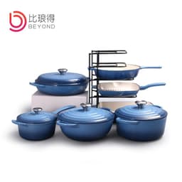 image-Beyond Cast Iron Cookware Manufacture 7 Pcs Classic Enamel Cast Iron Pots and Pans Set