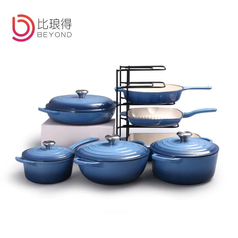 image-Beyond Cast Iron Cookware Manufacture 7 Pcs Classic Enamel Cast Iron Pots and Pans Set
