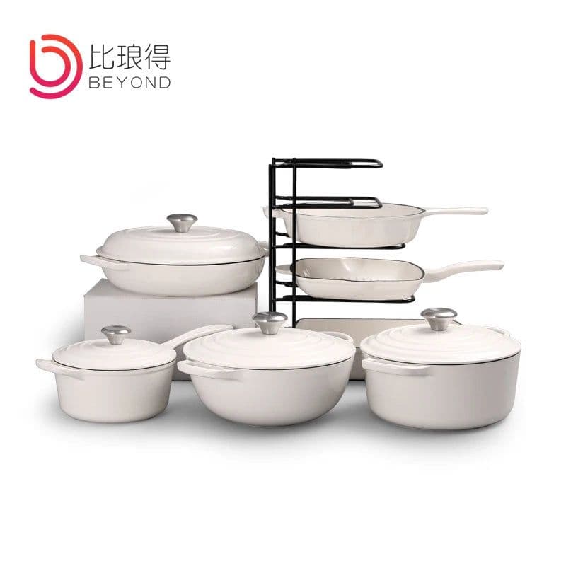 image-Beyond Cast Iron Cookware Manufacture 7 Pcs Classic Enamel Cast Iron Pots and Pans Set