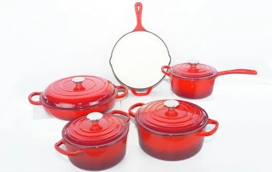 image-Beyond Cast Iron Cookware Manufacture 7 Pcs Classic Enamel Cast Iron Pots and Pans Set