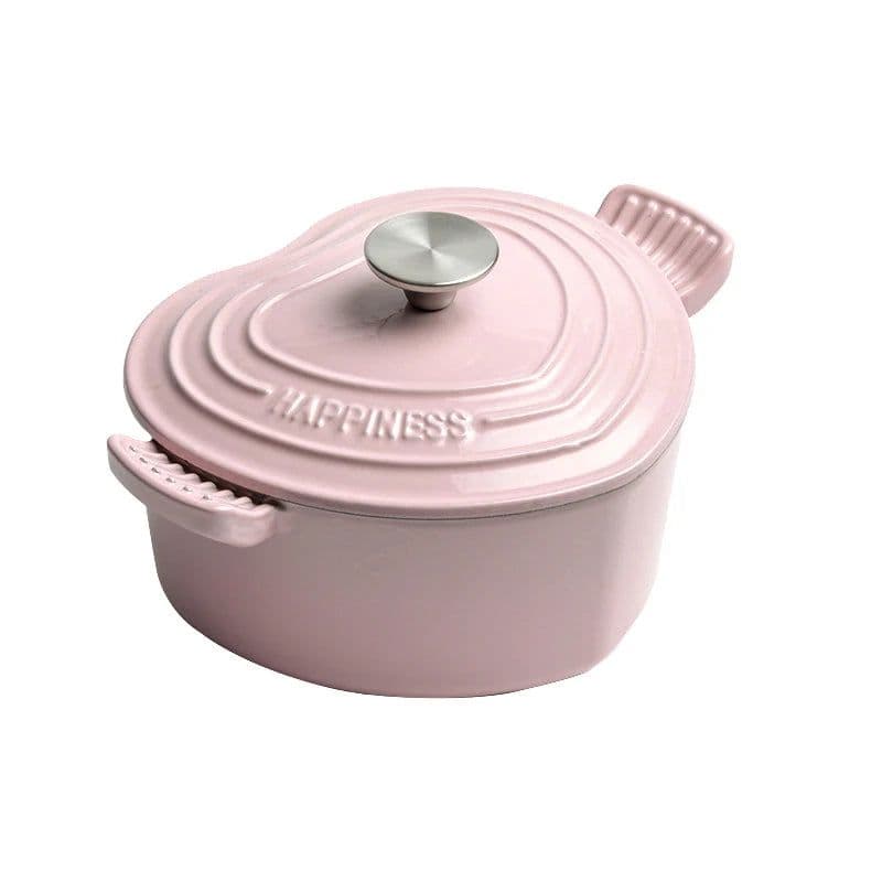image-New Heart Enamel Ceramic Casserole Dutch Oven Pot Non Stick Kitchen Cookware High Quality With Lid