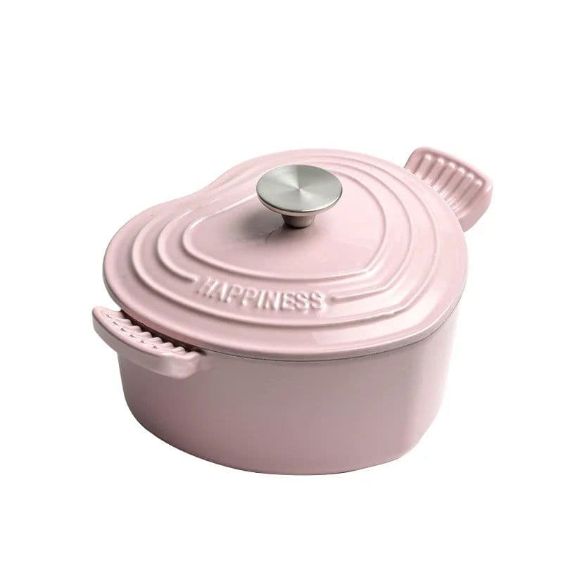 image-New Heart Enamel Ceramic Casserole Dutch Oven Pot Non Stick Kitchen Cookware High Quality With Lid