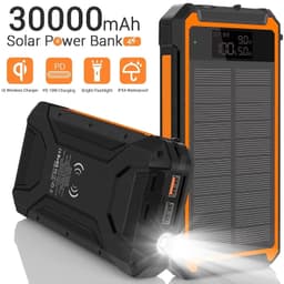 image-2025 Best Selling Fast Charging Waterproof Solar Power Bank 30000mAh 10W Wireless Charge Battery Watt LED DisplayFlashlights