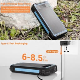 image-2025 Best Selling Fast Charging Waterproof Solar Power Bank 30000mAh 10W Wireless Charge Battery Watt LED DisplayFlashlights