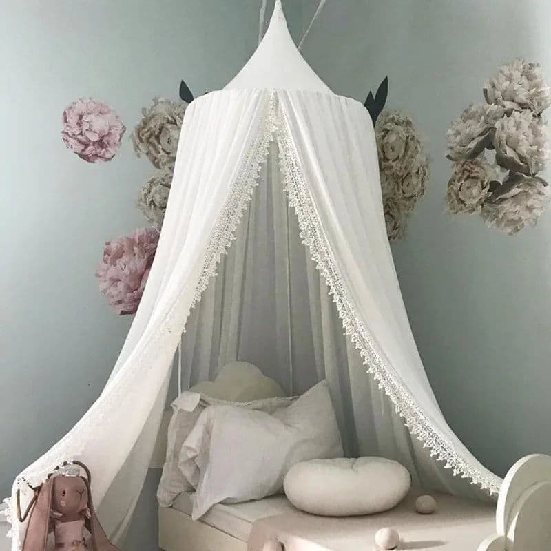 image-High Quality KAMIMI Kids' Bedding Lace Chiffon Bed Cover Canopy Mosquito Net Soft Toy Design 60cm Diameter 240cm Height for