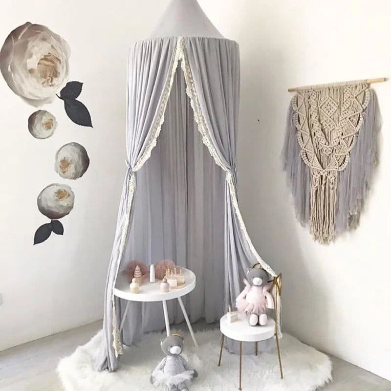 image-High Quality KAMIMI Kids' Bedding Lace Chiffon Bed Cover Canopy Mosquito Net Soft Toy Design 60cm Diameter 240cm Height for