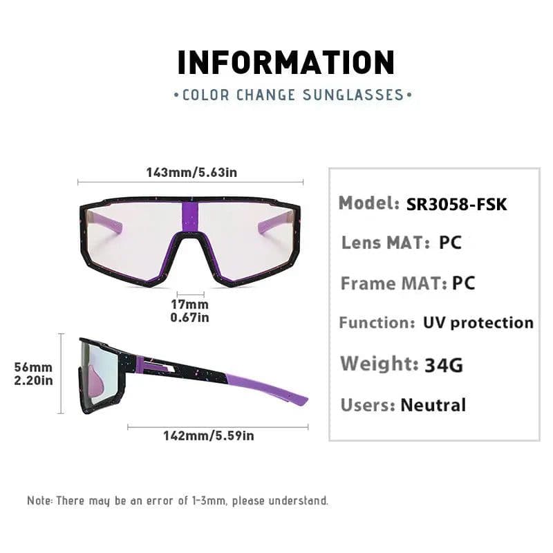 image-2026 Sports Manufacturers New Hot Selling Sports Motorcycle Windproof Sun Glasses Outdoor Riding Photochromic Sunglasses