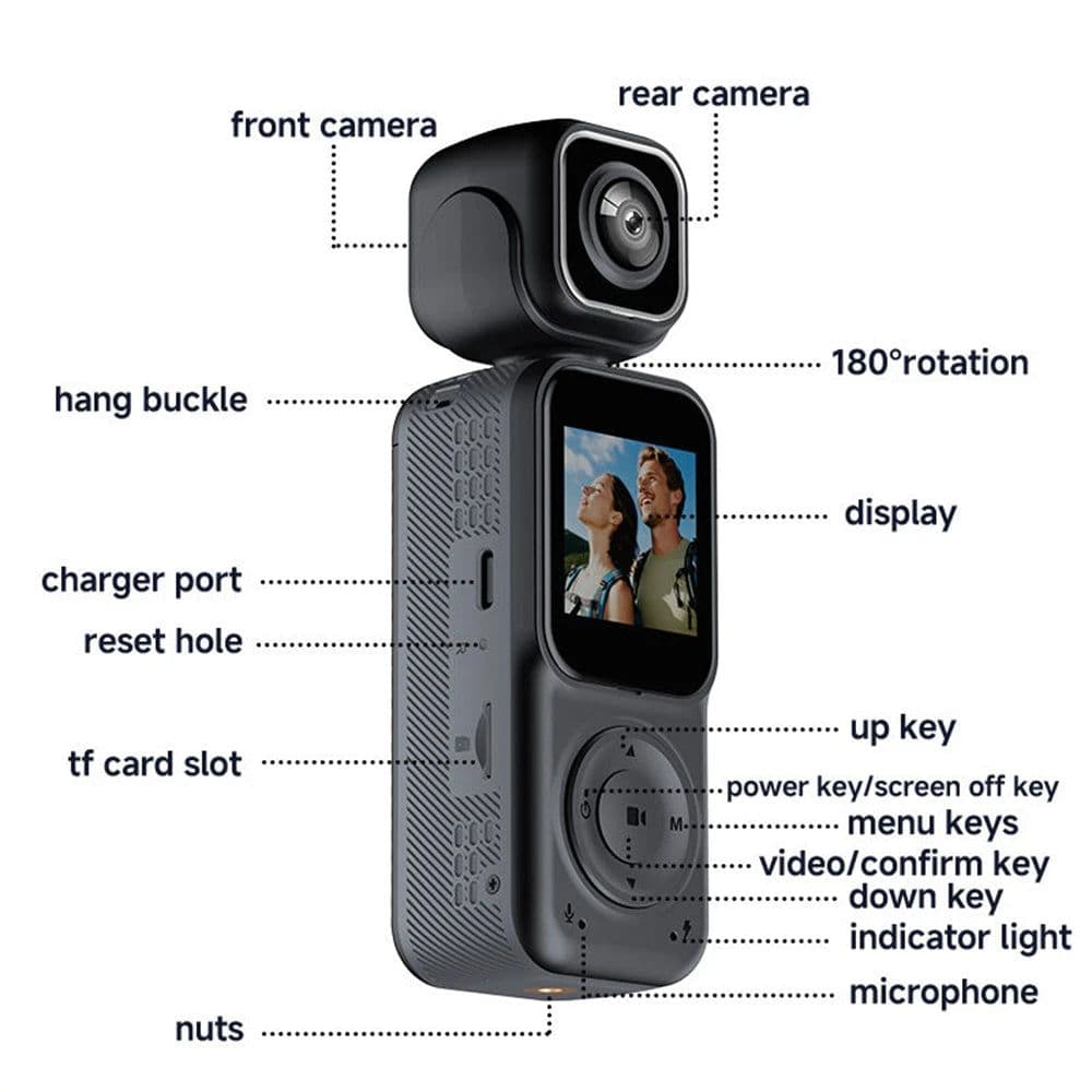 image-Mini HD 4K Body Camera Dual Lens, WiFi Connected Sports & Vlog Camera with Infrared Night Vision