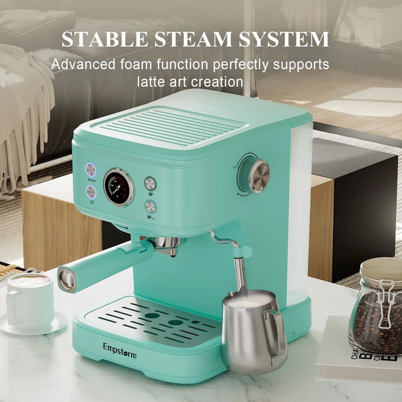 image-EU Local Delivery Commercial Semi-Automatic Electric Espresso Coffee Machine with 20Bar Pump Brew System Milk Frother for Hotel