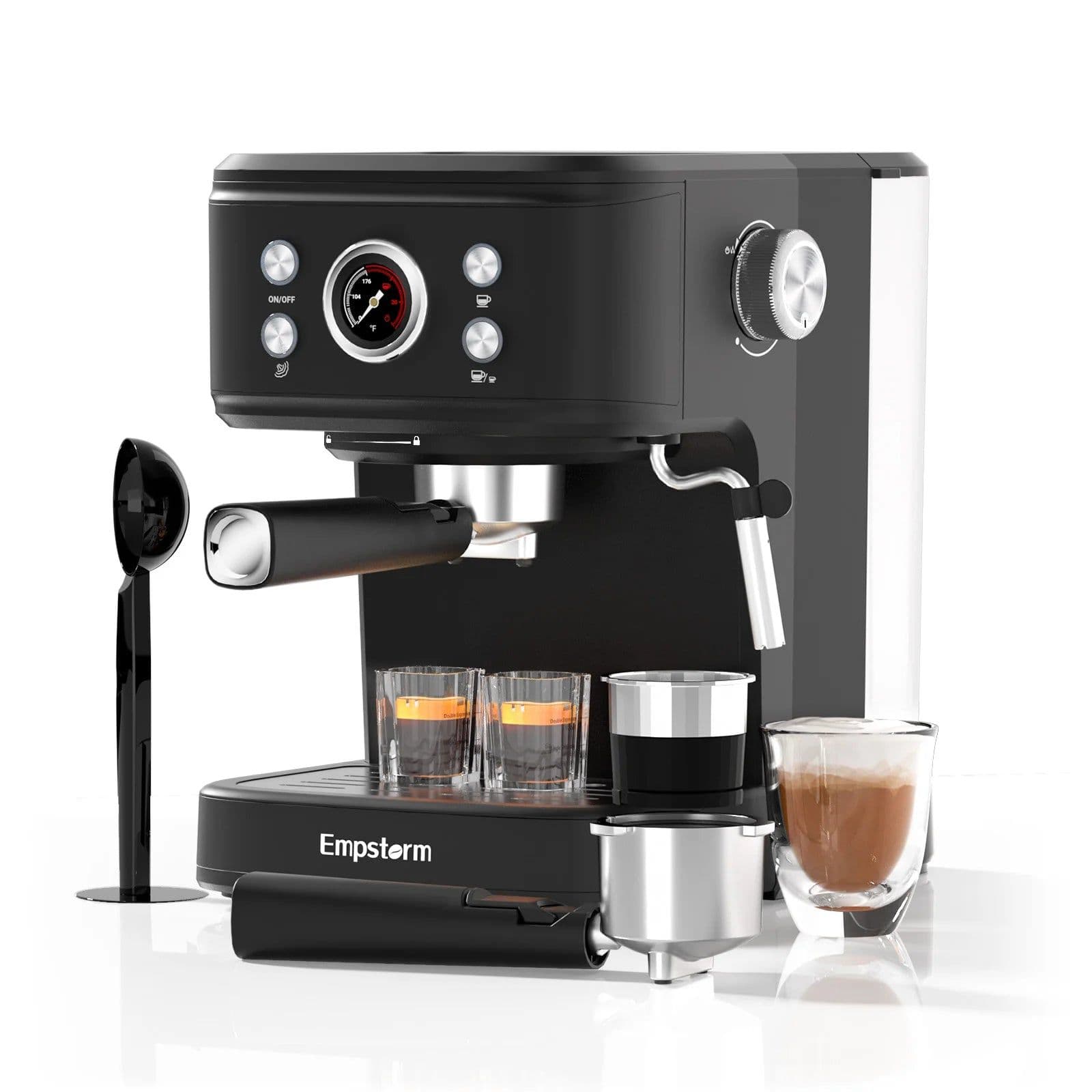 image-EU Local Delivery Commercial Semi-Automatic Electric Espresso Coffee Machine with 20Bar Pump Brew System Milk Frother for Hotel