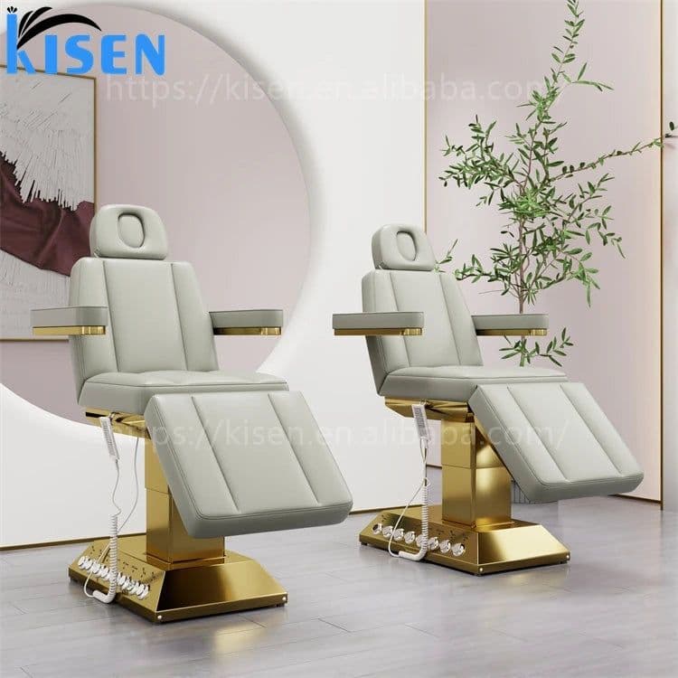image-Kisen Modern New Green Medical Treatment Massage Table Cosmetic Spa Bed Electric 3 4 Motor Facial Beauty Salon Lash Bed for Sal