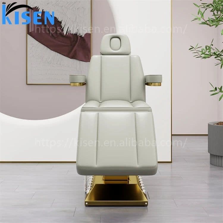 image-Kisen Modern New Green Medical Treatment Massage Table Cosmetic Spa Bed Electric 3 4 Motor Facial Beauty Salon Lash Bed for Sal