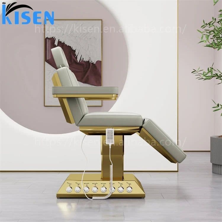 image-Kisen Modern New Green Medical Treatment Massage Table Cosmetic Spa Bed Electric 3 4 Motor Facial Beauty Salon Lash Bed for Sal