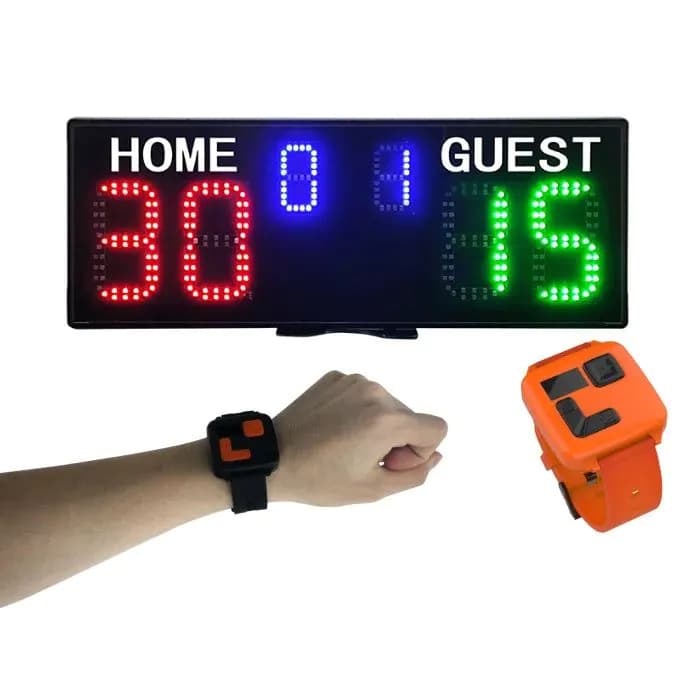 image-Ganxin 18650 Portable Rechargeable Battery Score Board Wireless Electronic Padel Wrist Control Digital Led Tennis Scoreboard