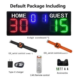 image-Ganxin 18650 Portable Rechargeable Battery Score Board Wireless Electronic Padel Wrist Control Digital Led Tennis Scoreboard