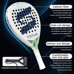 image-Super Power Blue Carbon Fiber Polyester 3D Surface 38mm 360g Shock Resistant High Strength OEM & ODM Padel Racket