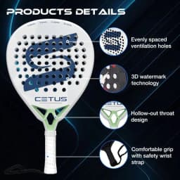 image-Super Power Blue Carbon Fiber Polyester 3D Surface 38mm 360g Shock Resistant High Strength OEM & ODM Padel Racket