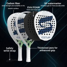 image-Super Power Blue Carbon Fiber Polyester 3D Surface 38mm 360g Shock Resistant High Strength OEM & ODM Padel Racket