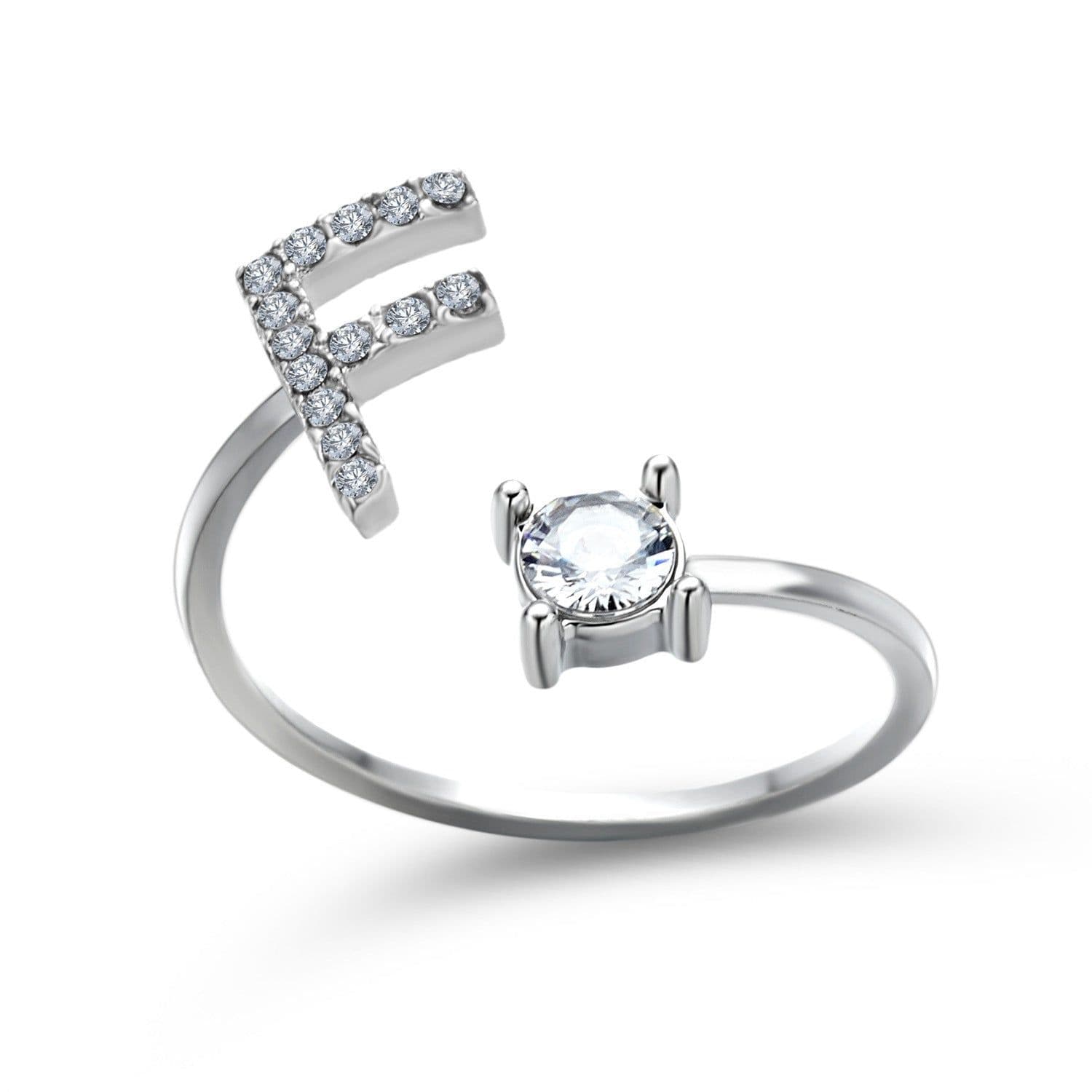 image-New Design Adjustable 26 Initial Letter Ring Fashion Jewelry For Women Simple Elegant Jewelry