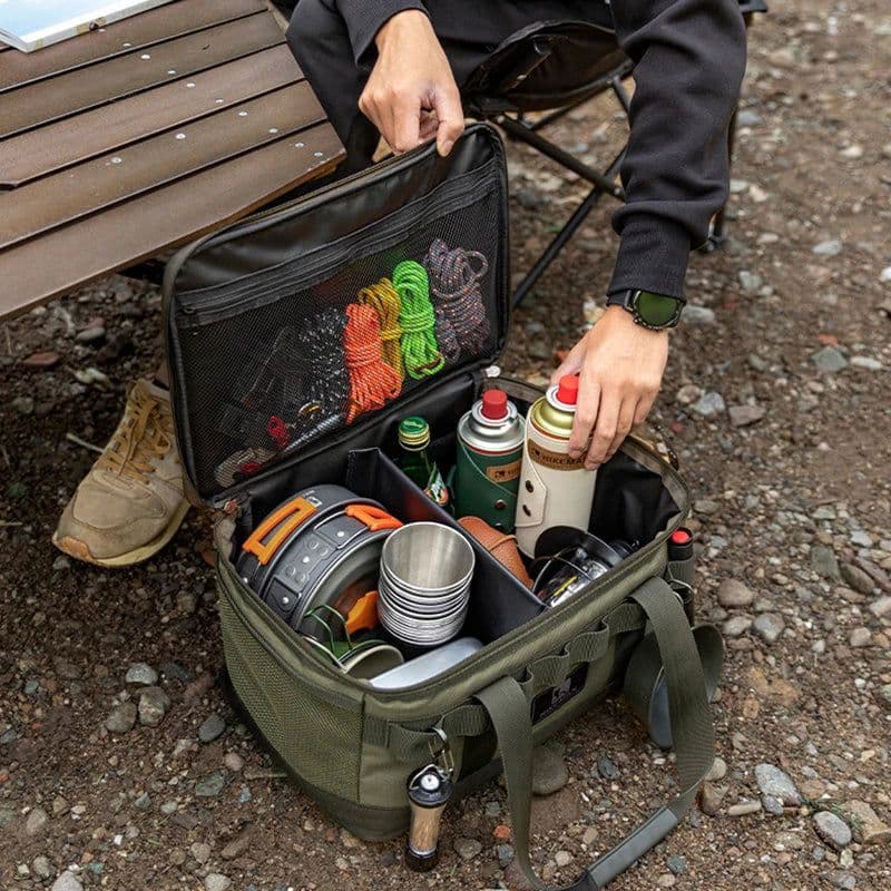 image-Wholesale 600D Oxford Waterproof Portable 20L Multiple Compartments Durable Camping Outdoor Tactical Picnic Barbecue Cookware