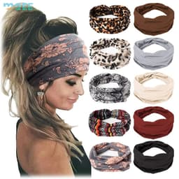 image-SeeMore Customizable Women Sports Entertainment 10 PCS Extra Wide Turban African Style Hair Wrap Head Bands