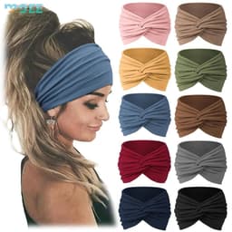 image-SeeMore Customizable Women Sports Entertainment 10 PCS Extra Wide Turban African Style Hair Wrap Head Bands