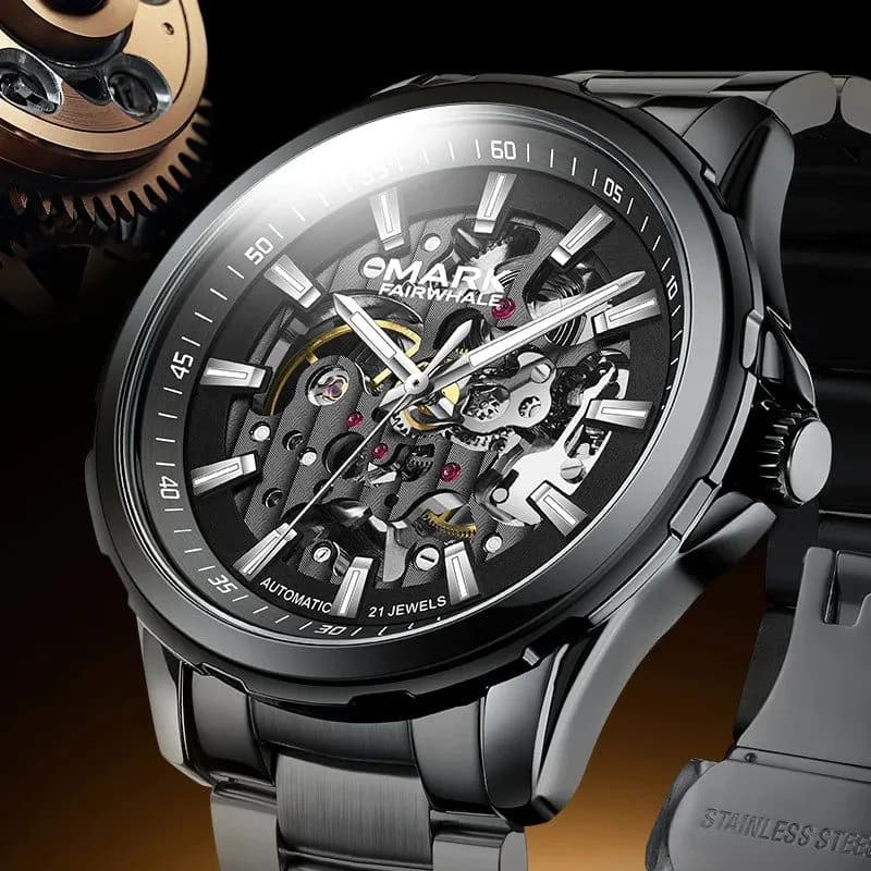 image-Mark Fairwhale Fashion Round Case New Design Stainless Steel Automatic Watches for Men