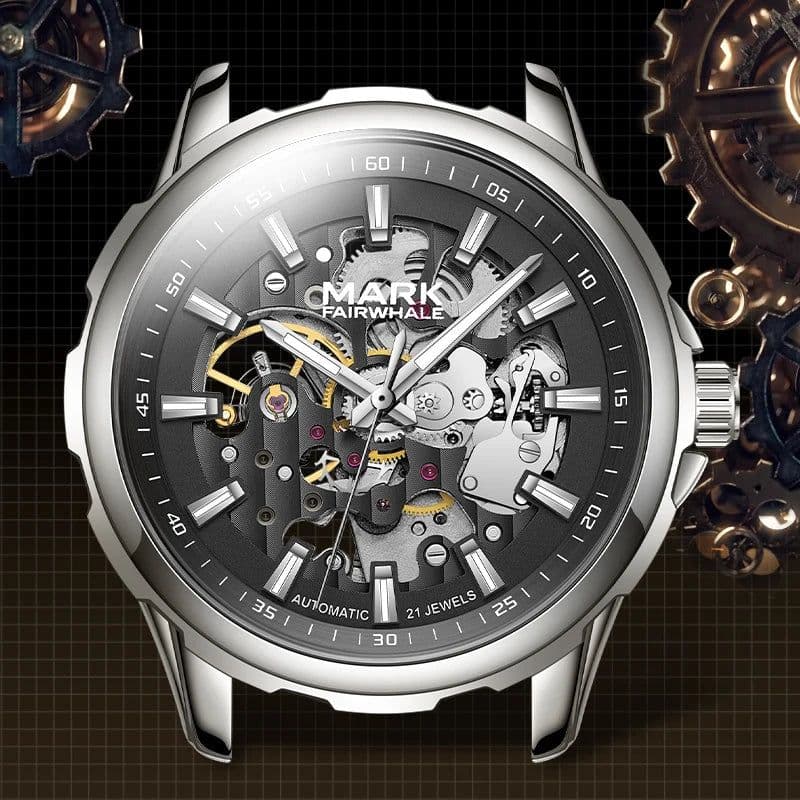 image-Mark Fairwhale Fashion Round Case New Design Stainless Steel Automatic Watches for Men