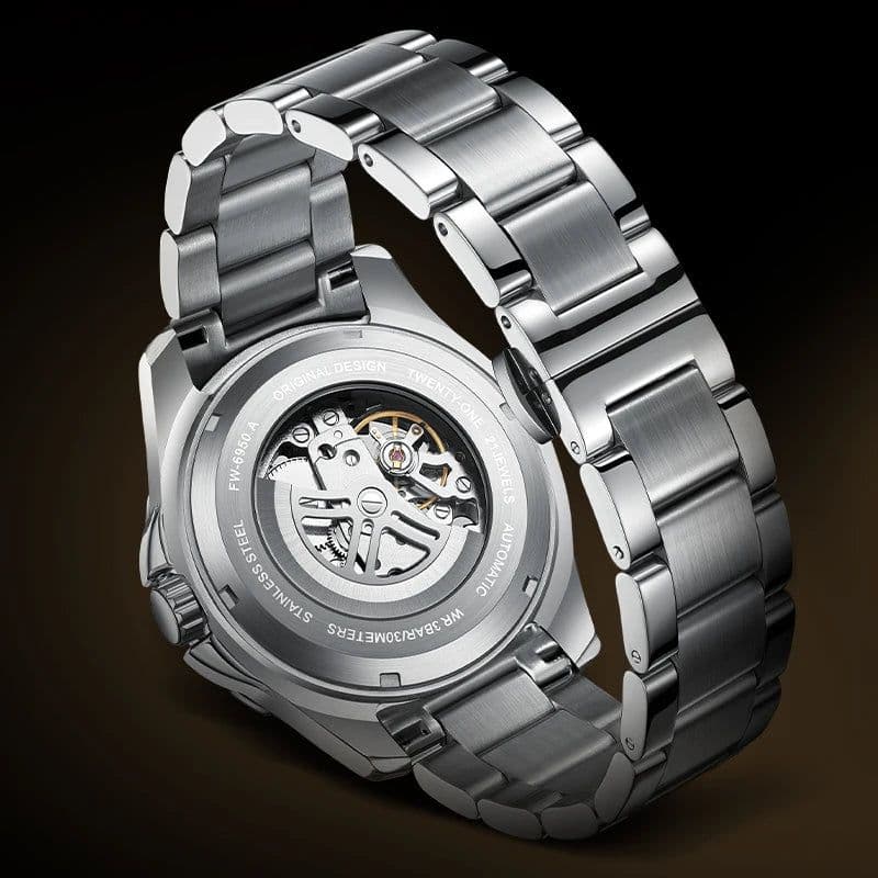 image-Mark Fairwhale Fashion Round Case New Design Stainless Steel Automatic Watches for Men