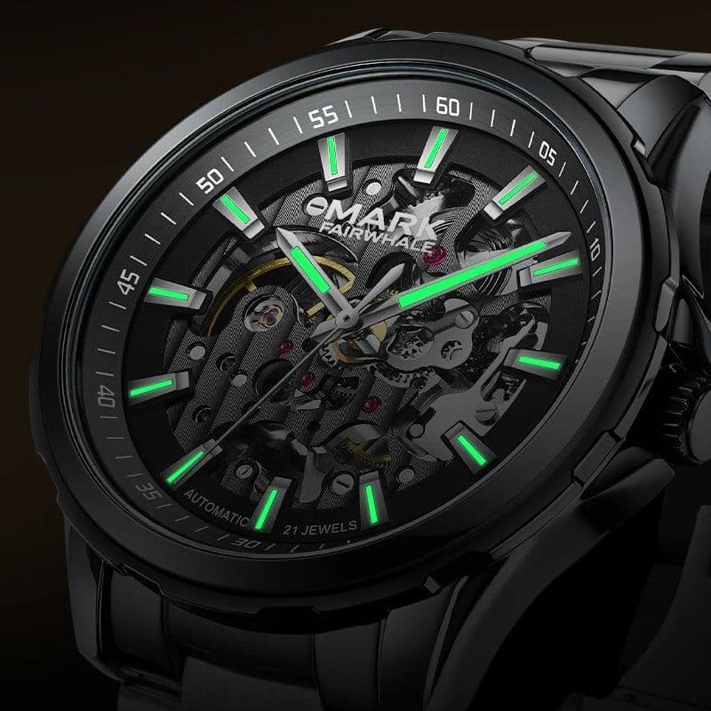 image-Mark Fairwhale Fashion Round Case New Design Stainless Steel Automatic Watches for Men