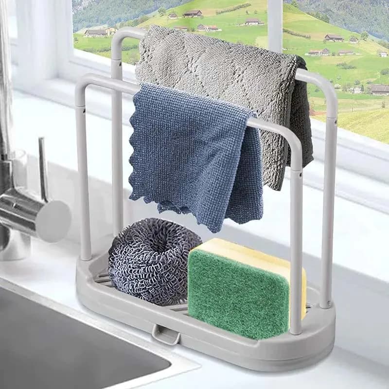 image-Kitchen Rag Drain Stand Kitchen Accessories Sink Drainage Shelf Sink Drain Storage Basket for Sponge Rag Wire Ball 1/2/3PCS