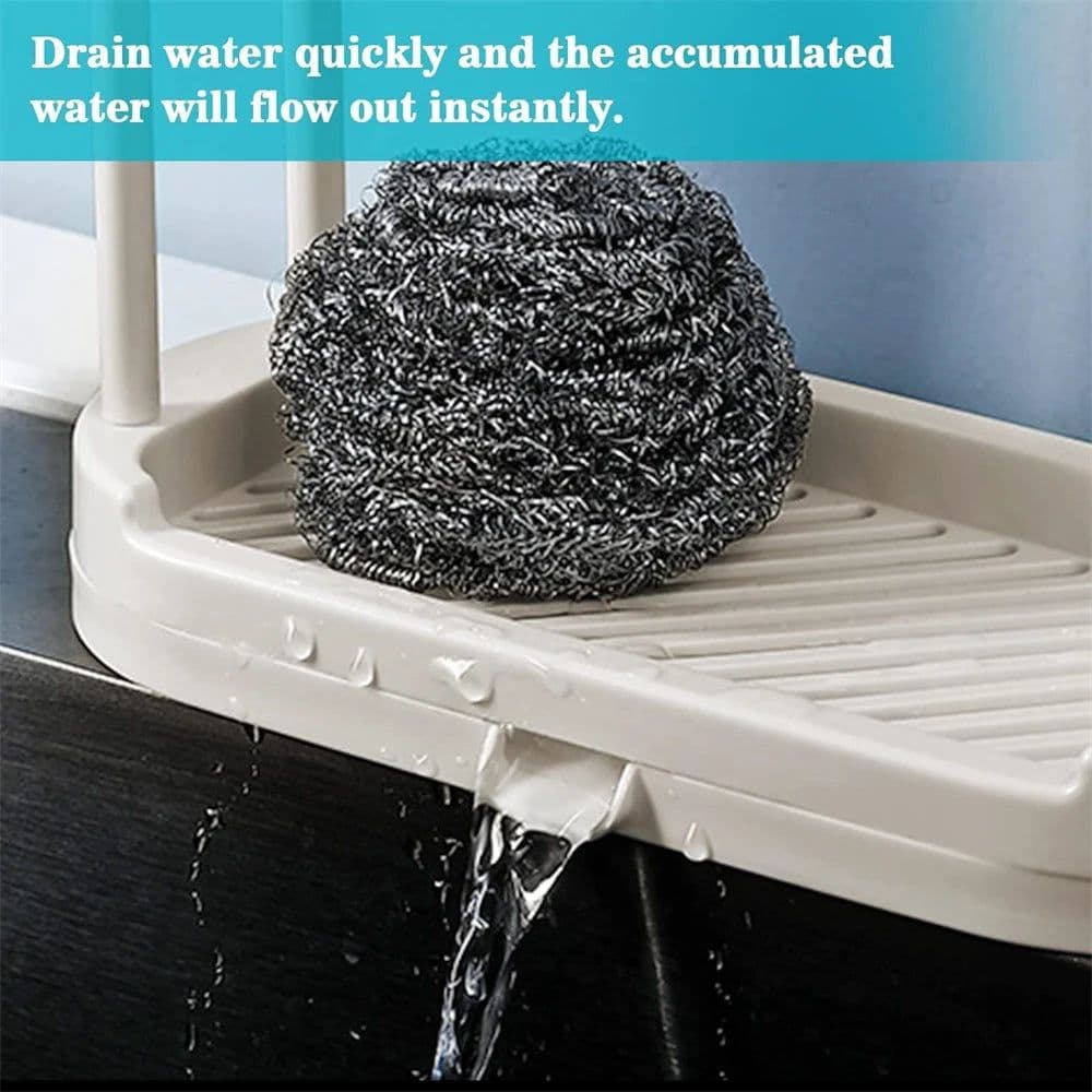 image-Kitchen Rag Drain Stand Kitchen Accessories Sink Drainage Shelf Sink Drain Storage Basket for Sponge Rag Wire Ball 1/2/3PCS