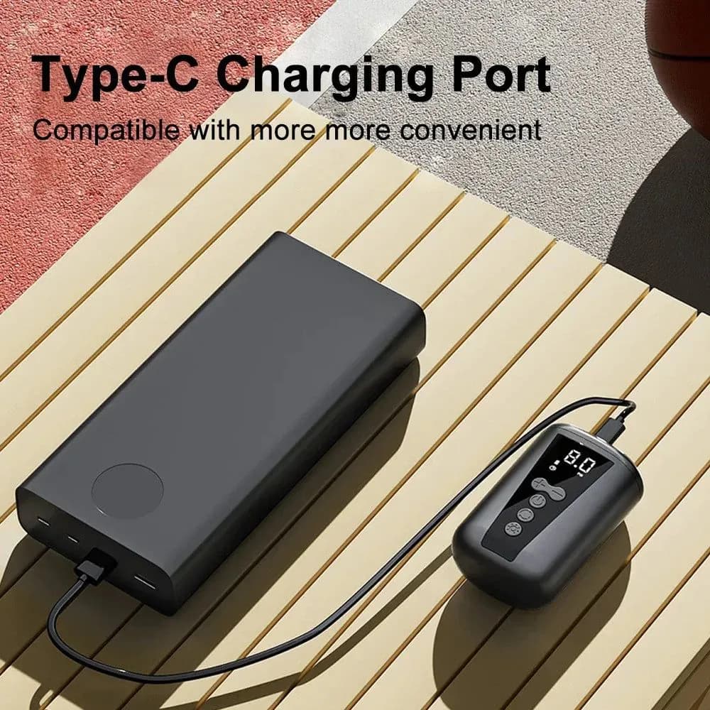 image-EAFC Digital Ball Air Pump With LED Light Wireless Inflator Air Compressor Pressure Gauge for Football Volleyball Basketball