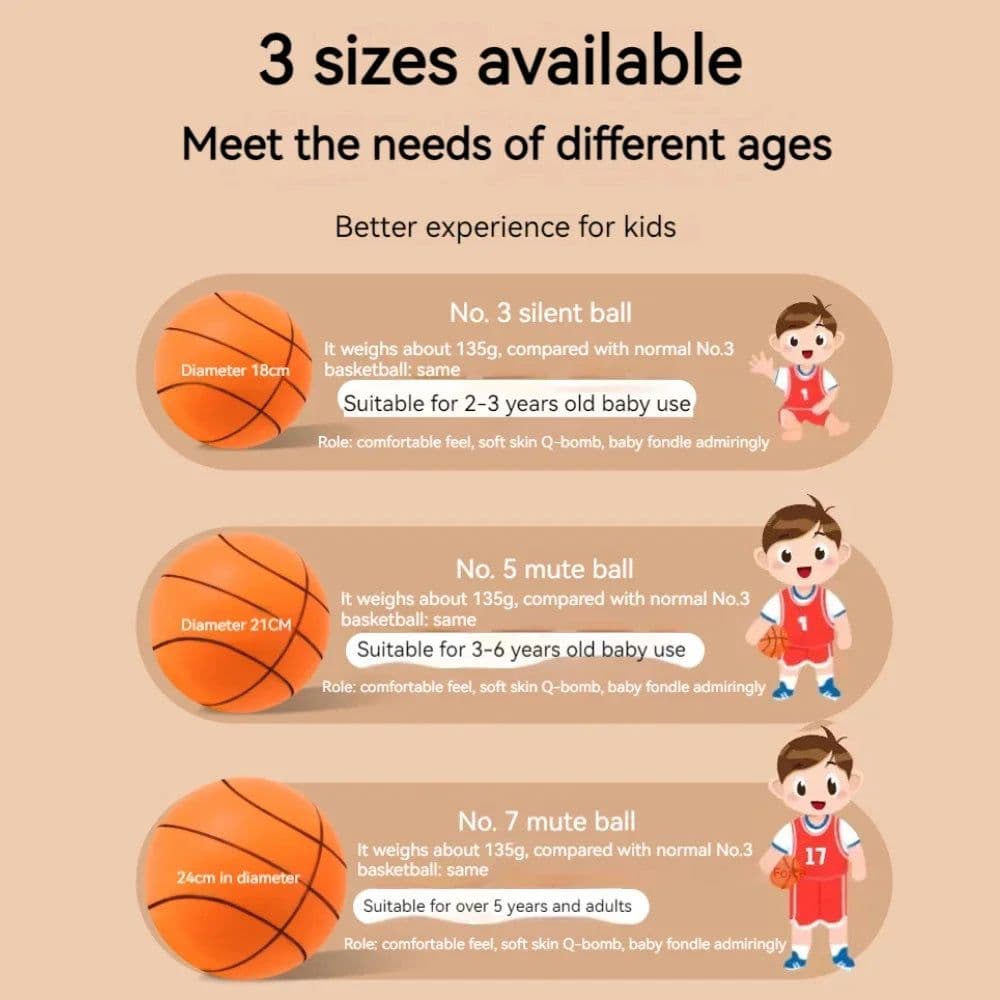 image-Foam Basketball Kids Silent Basketball Bouncing Mute Silent Ball Bounce Squeezable Mute Bouncing Basketball