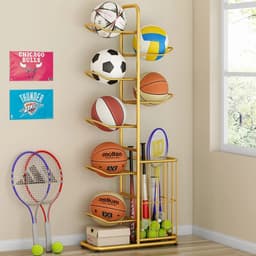 image-Indoor Children Basketball Storage Rack Put Ball Football Storage Basket Placed Rack Kindergarten Volleyball Stand Holder Space