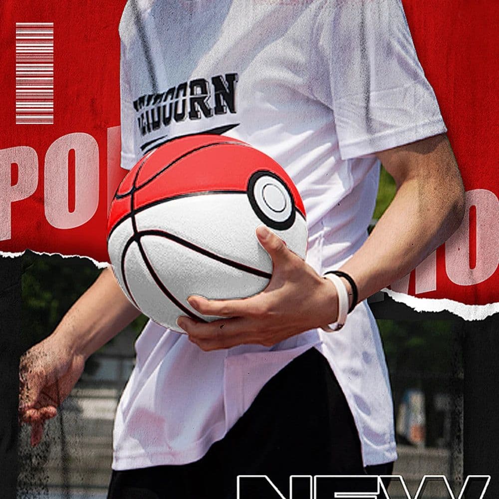 image-High Quality White Red PU Basketball Official Size 7 Professional Basketball with 4 Layers Outdoor Indoor Durable Ball