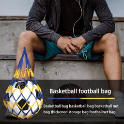 image-Sports Ball Holder Youth Football Self Trainer Football Net Bag Sports Mesh Equipment for Carrying Basketball Volleyball Soccer