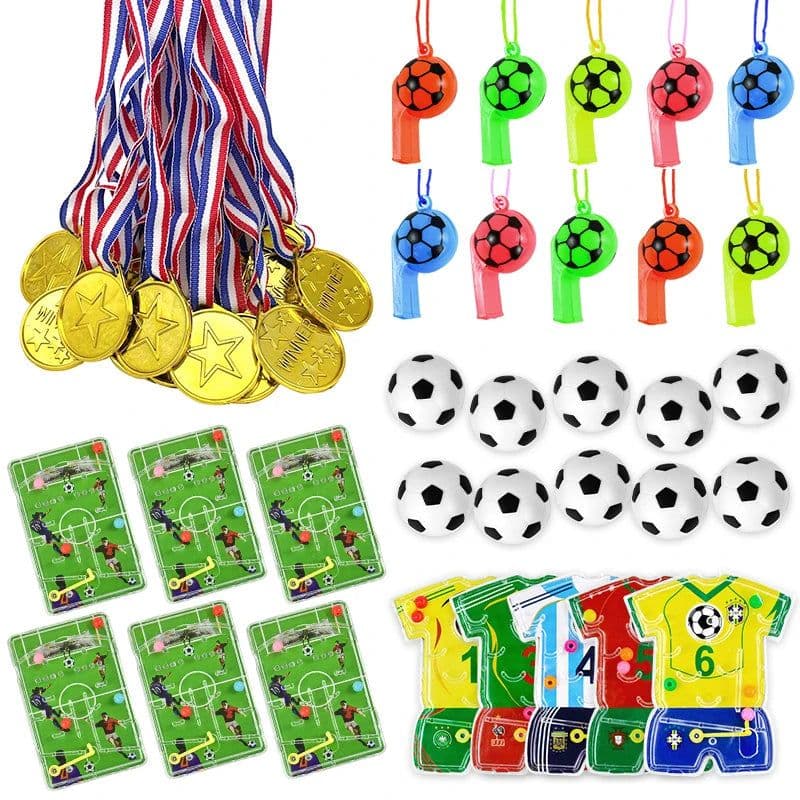 image-Soccer Party Favors Football Theme Bracelets Keychain Pin Ball Maze Game Toys Kids Birthday Party Pinata Fillers Christmas Gift