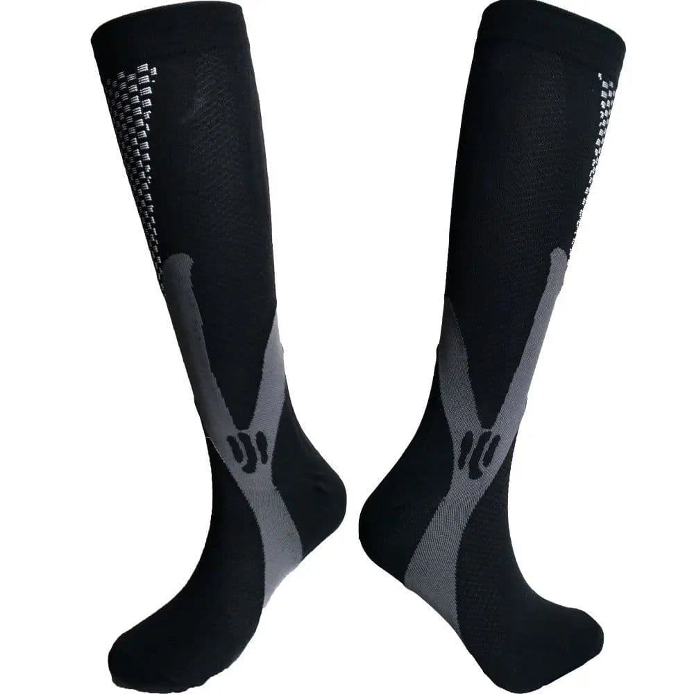 image-Running Men Women Compression Socks For Football Anti Fatigue Pain Relief 20-30 mmhg Black Compression Socks Fit For Sport Socks