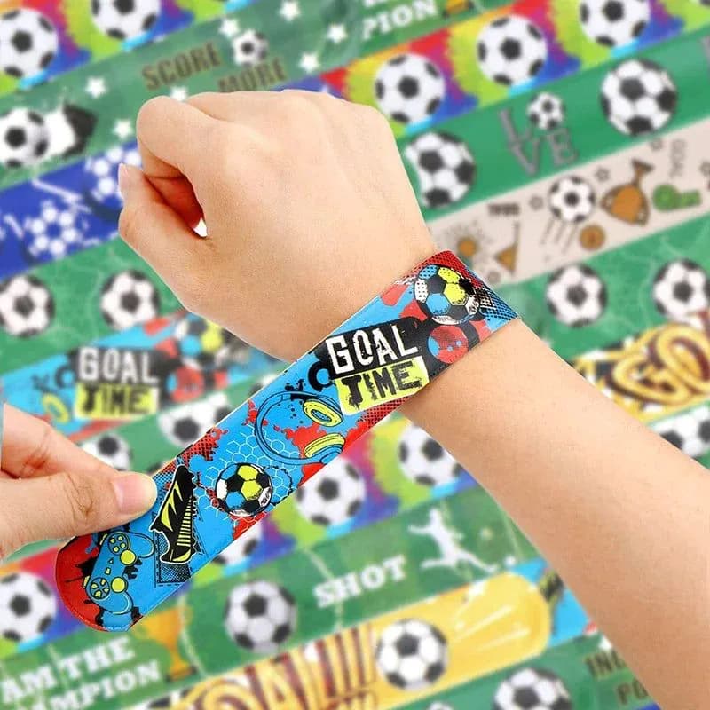 image-12/24/36Pcs Pack Football Pattern Slap Bracelets Birthday Party Favors Football Carnival Gifts Classroom Prize Giveaways Fillers