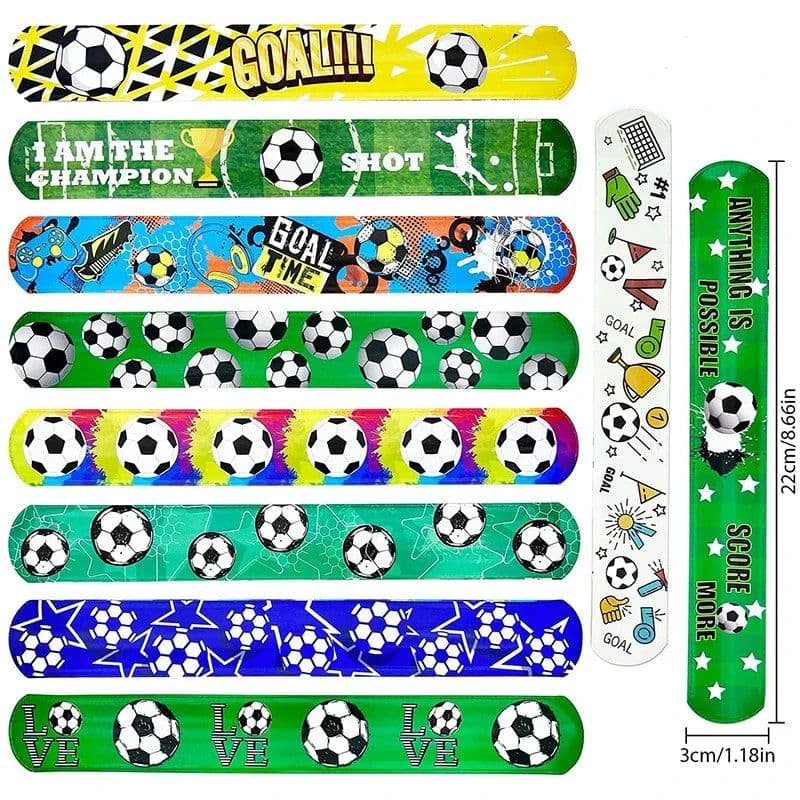 image-12/24/36Pcs Pack Football Pattern Slap Bracelets Birthday Party Favors Football Carnival Gifts Classroom Prize Giveaways Fillers