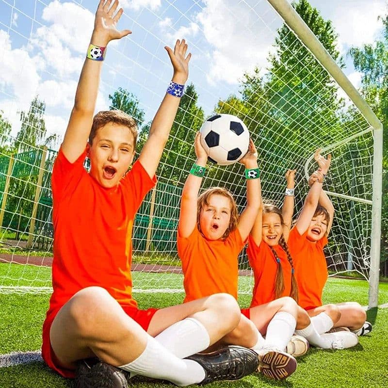 image-12/24/36Pcs Pack Football Pattern Slap Bracelets Birthday Party Favors Football Carnival Gifts Classroom Prize Giveaways Fillers