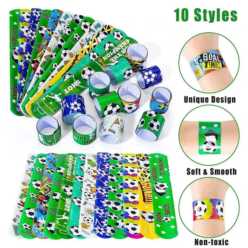 image-12/24/36Pcs Pack Football Pattern Slap Bracelets Birthday Party Favors Football Carnival Gifts Classroom Prize Giveaways Fillers