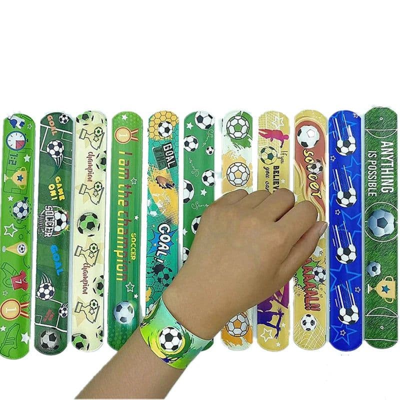 image-12/24/36Pcs Pack Football Pattern Slap Bracelets Birthday Party Favors Football Carnival Gifts Classroom Prize Giveaways Fillers
