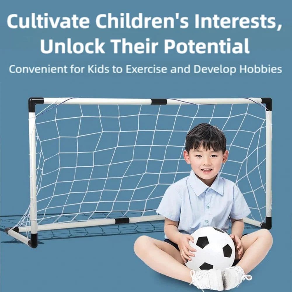 image-New Football Goal Sports Toy Foldable Children's Football Gate with Pump & Ball Portable Soccer Goal Outdoor Football Training