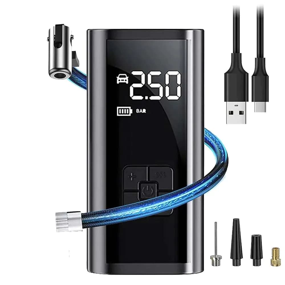 image-EAFC Portable Tire Inflator Rechargeable Electric Inflator For Car Bicycle Digital Air Compressor Football Ball Inflator Pump