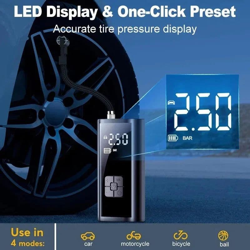 image-EAFC Portable Tire Inflator Rechargeable Electric Inflator For Car Bicycle Digital Air Compressor Football Ball Inflator Pump